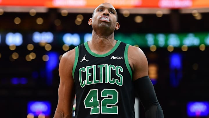 Mar 18, 2025; Boston, Massachusetts, USA; Boston Celtics center Al Horford (42) during the second half against the Brooklyn Nets at TD Garden. Mandatory Credit: Bob DeChiara-Imagn Images