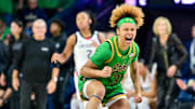 Notre Dame star Hannah Hidalgo led the Irish to a home upset of No. 2 UConn on Thursday night.