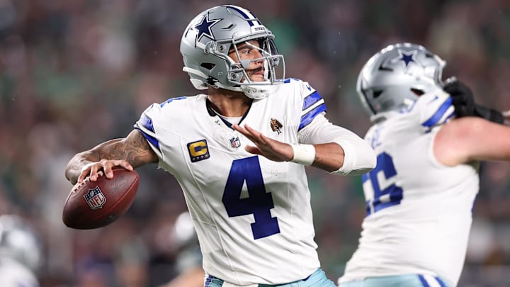 Dallas Cowboys quarterback Dak Prescott passes the ball against the Philadelphia Eagles. Dallas Cowboys quarterback Dak Prescott passes the ball against the Philadelphia Eagles.