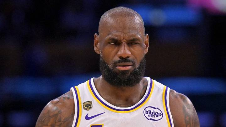 May 9, 2026; Los Angeles, California, USA; Los Angeles Lakers forward LeBron James (23) reacts after a foul in game three of the second round of the 2026 NBA Playoffs against the Oklahoma City Thunder at Crypto.com Arena. Mandatory Credit: Jayne Kamin-Oncea-Imagn Images
