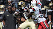 Purdue Boilermakers wide receiver Arhmad Branch (6) catches a long pass