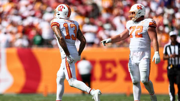 Tampa Bay Buccaneers WR Mike Evans left Sunday's win over the Jets early with a hamstring injury.