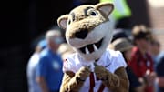 Oct 11, 2025; Oxford, Mississippi, USA; Washington State Cougars mascot Butch dances on the sideline during the second quarter against the Mississippi Rebels at Vaught-Hemingway Stadium. Mandatory Credit: Petre Thomas-Imagn Images