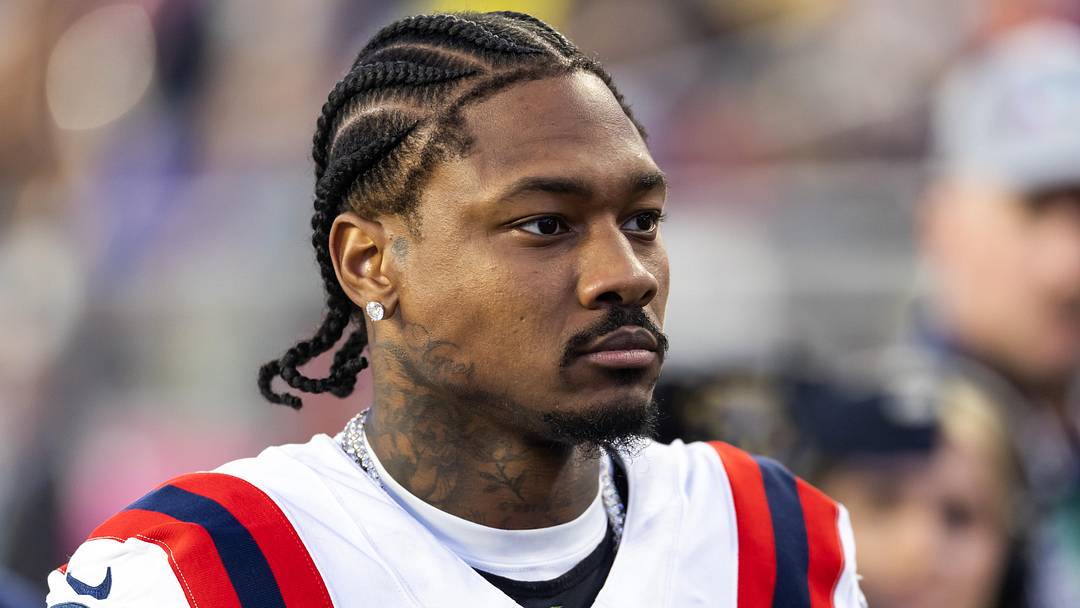Feb 8, 2026; Santa Clara, CA, USA; New England Patriots wide receiver Stefon Diggs (8) against the Seattle Seahawks during Super Bowl LX at Levi's Stadium. Mandatory Credit: Mark J. Rebilas-Imagn Images