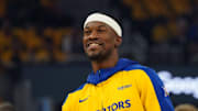 May 10, 2025; San Francisco, California, USA; Golden State Warriors forward Jimmy Butler III (10) warms up before game three of the second round for the 2025 NBA Playoffs against the Minnesota Timberwolves at Chase Center. Mandatory Credit: David Gonzales-Imagn Images