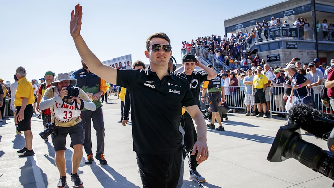 May 29, 2022; Indianapolis, Indiana, USA; IndyCar Series driver Pato O   Ward prior to the 106th running of the Indianapolis 500 at Indianapolis Motor Speedway. Mandatory Credit: Guy Rhodes-Imagn Images