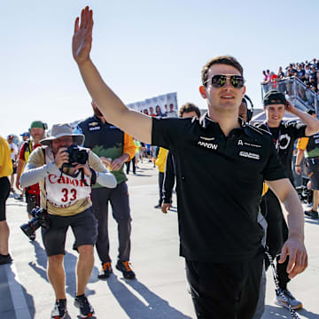 May 29, 2022; Indianapolis, Indiana, USA; IndyCar Series driver Pato O   Ward prior to the 106th running of the Indianapolis 500 at Indianapolis Motor Speedway. Mandatory Credit: Guy Rhodes-Imagn Images