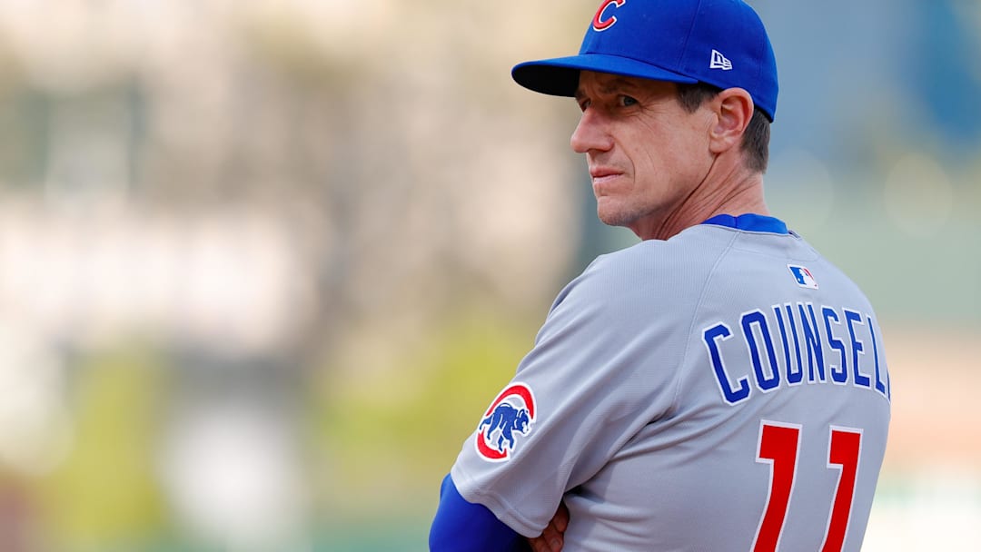 Mar 31, 2025; West Sacramento, California, USA; Chicago Cubs manager Craig Counsell (11) before the game against the Athletics at Sutter Health Park.