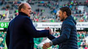 Jörg Schmadtke (links) stärkt seinem Trainer Niko Kovac (rechts) den Rücken