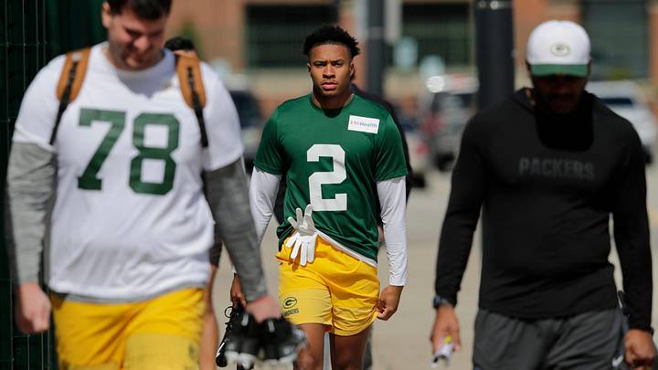 Green Bay Packers Brandon Cisse (2) arrives during rookie minicamp Friday, May 1 2026, at the Don Hutson Center in Green Bay, Wisconsin.