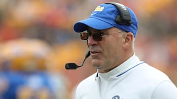 Nov 16, 2024; Pittsburgh, Pennsylvania, USA; Pittsburgh Panthers head coach Pat Narduzzi looks on from the sidelines against the Clemson Tigers during the first quarter at Acrisure Stadium. Mandatory Credit: Charles LeClaire-Imagn Images