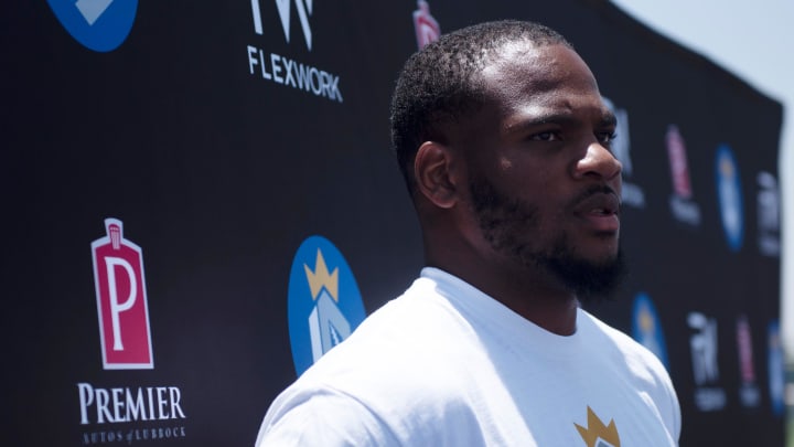 Dallas Cowboys' Micah Parsons hosts a football camp at Lubbock Christian High School.