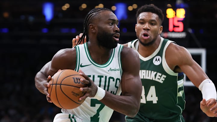 Brown and Antetokounmpo clashed in Sunday's Celtics' win over the Bucks. Brown and Antetokounmpo clashed in Sunday's Celtics' win over the Bucks.