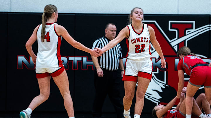 North Polk's Abby Tuttle (22) and Campbell Schulz (14) have the Comets riding high once again this year.