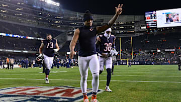 Chicago Bears wide receiver DJ Moore walks off the field after the game against the Seattle Seahawks at Soldier Field