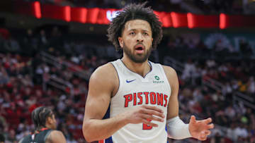 Jan 20, 2025; Houston, Texas, USA; Detroit Pistons guard Cade Cunningham (2): Thomas Shea-Imagn Images
