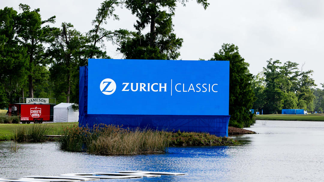 A general view of the signage at the PGA Tour's Zurich Classic of New Orleans golf tournament