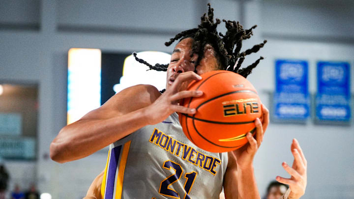 The Montverde Academy Eagles compete against the Archbishop Carroll Patriots in the first round of the 51st annual City of Palms Classic at Suncoast Credit Union Arena in Fort Myers, Fla., on Wednesday, Dec. 18, 2024. Montverde Academy won 96-77. The Montverde Academy Eagles compete against the Archbishop Carroll Patriots in the first round of the 51st annual City of Palms Classic at Suncoast Credit Union Arena in Fort Myers, Fla., on Wednesday, Dec. 18, 2024. Montverde Academy won 96-77.