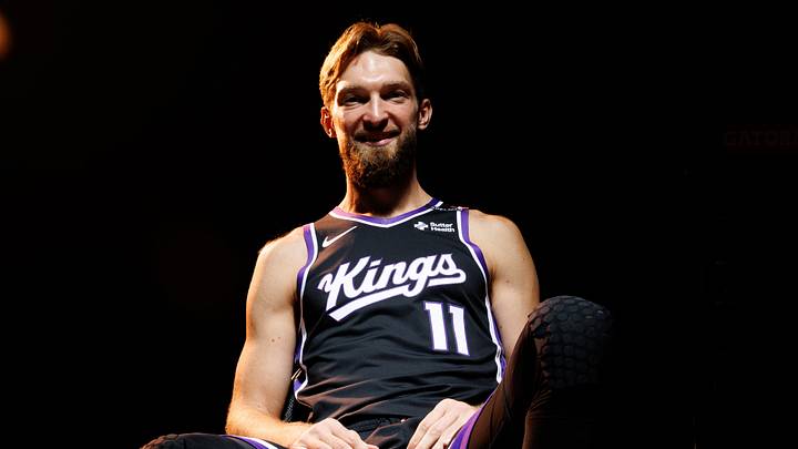 Sep 28, 2026; Sacramento, CA, USA;  Sacramento Kings forward Domantas Sabonis (11) during media day at Golden 1 Center.  Mandatory Credit: Sergio Estrada-Imagn Images