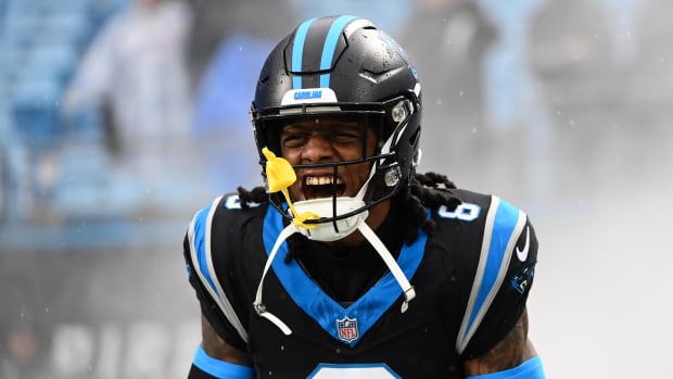 Carolina Panthers cornerback Jaycee Horn (8) is introduced. Bob Donnan-USA TODAY Sports