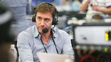 ESPN personality Mike Greenberg is interviewed on radio row at the George R. Brown Convention Center in preparation for Super Bowl LI. 