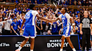 Duke basketball sophomores Patrick Ngongba II and Isaiah Evans