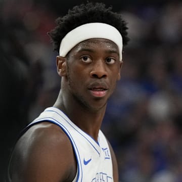 Nov 3, 2025; Las Vegas, Nevada, USA; BYU Cougars forward AJ Dybantsa (3) during the second half against the Villanova Wildcats in the Hall of Fame Series game at T-Mobile Arena. Mandatory Credit: Candice Ward-Imagn Images