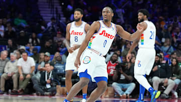 Tyrese Maxey, Paul George, Joel Embiid