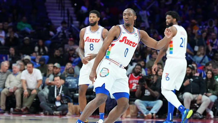 Tyrese Maxey, Paul George, Joel Embiid