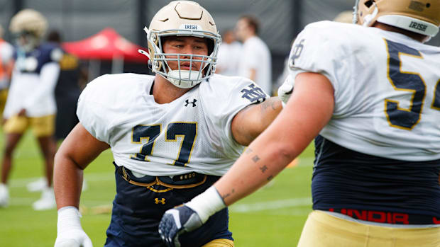 Notre Dame offensive lineman Ty Cha
