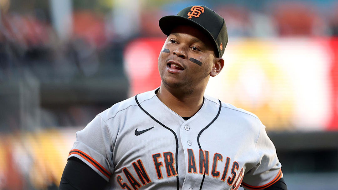 Apr 11, 2026; Baltimore, Maryland, USA; San Francisco Giants designated hitter Rafael Devers (16) looks on before a game against the Baltimore Orioles at Oriole Park at Camden Yards. Mandatory Credit: Daniel Kucin Jr.-Imagn Images