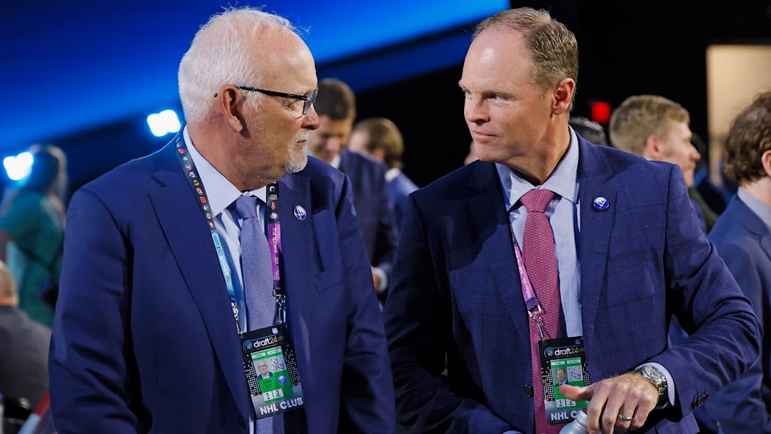 Buffalo Sabres head coach Lindy Ruff and general manager Kevyn Adams