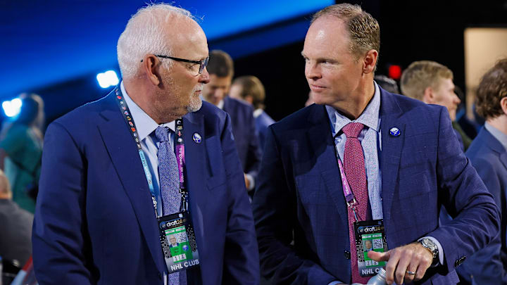 Buffalo Sabres head coach Lindy Ruff and general manager Kevyn Adams
