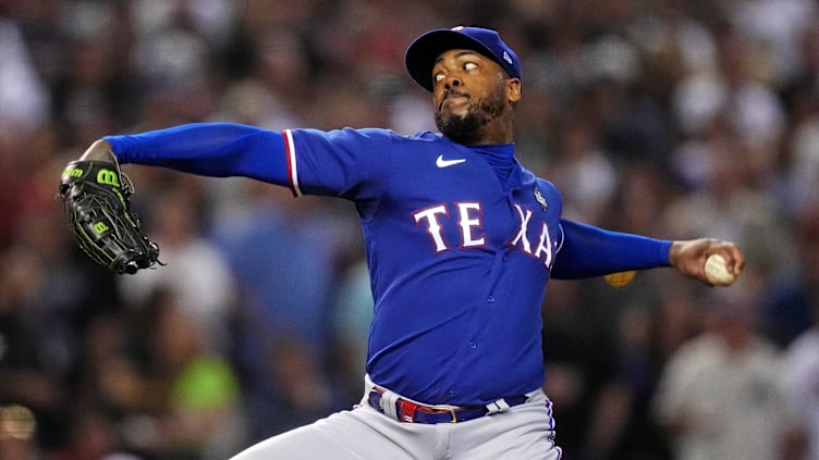 Texas Rangers relief pitcher Aroldis Chapman