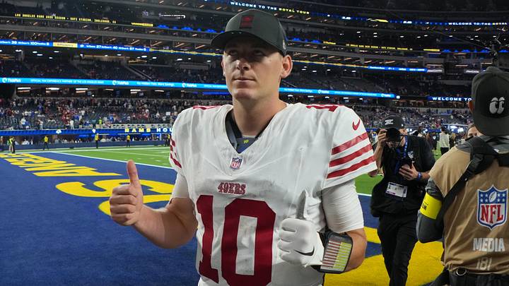 San Francisco 49ers quarterback Mac Jones (10)