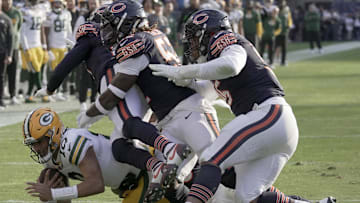 The Bears tackle Jordan Love short of the goal line at Soldier Field last year in a game they eventually lost 20-19 on a blocked field goal.