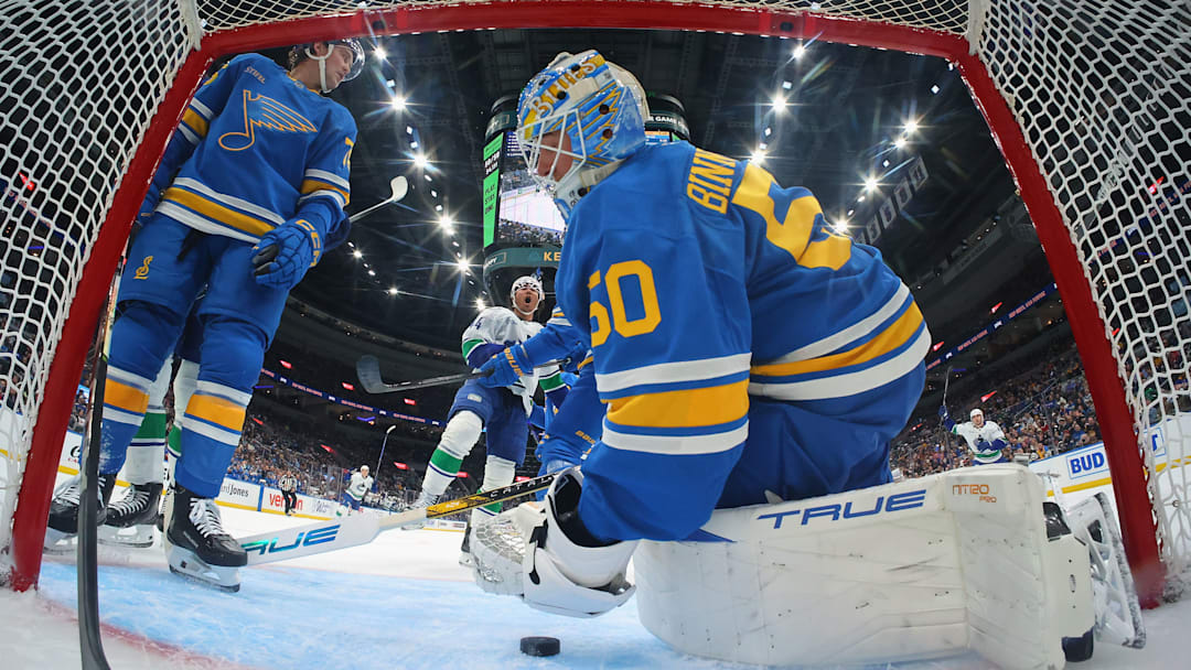 St. Louis Blues goaltender Jordan Binnington was at the forefront of a controversial play.