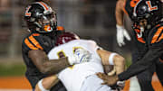 Lakeland Dreadnaughts (0) Malik Morris tackles Niceville (13) Jon Bocchino Friday December 6 , 2024 in Lakeland Fl.
Ernst Peters/The Ledger