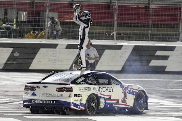 Chastain celebrated his win by smashing a watermelon