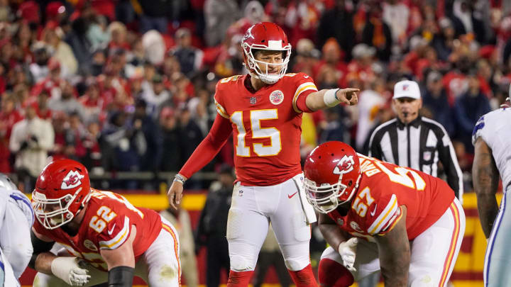 Nov 21, 2021; Kansas City, Missouri, USA; Kansas City Chiefs quarterback Patrick Mahomes (15)