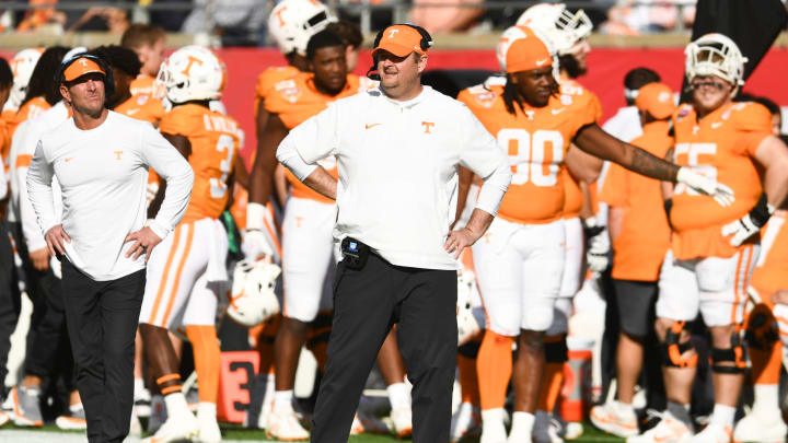 Tennessee head coach Josh Heupel is seen on the sidelines during the Citrus Bowl NCAA College football game between Tennessee and Iowa in Orlando, Fla., Monday, Jan. 1, 2024.