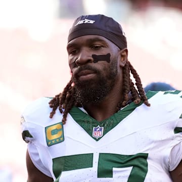 Sep 9, 2024; Santa Clara, California, USA; New York Jets linebacker C.J. Mosley (57) before the game against the San Francisco 49ers at Levi's Stadium. Mandatory Credit: Darren Yamashita-Imagn Images