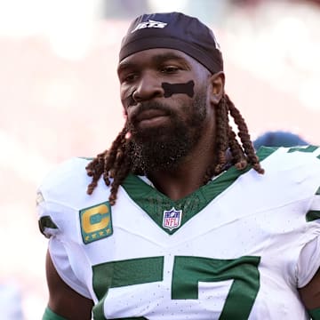 Sep 9, 2024; Santa Clara, California, USA; New York Jets linebacker C.J. Mosley (57) before the game against the San Francisco 49ers at Levi's Stadium.