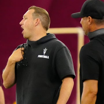 Arizona State head coach Kenny Dillingham during a practice inside the Verde Dickey Dome in Tempe on August 12, 2025.