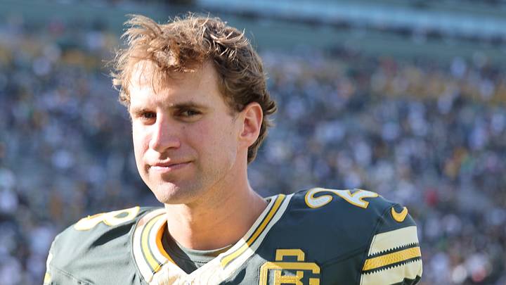 Green Bay Packers kicker Trey Smack (28) walks off the field 