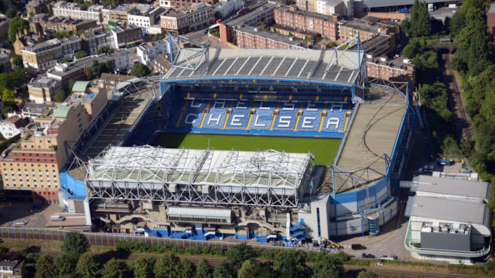 Jul 12, 2012; London, UNITED KINGDOM; Aerial view of the Stamford Bridge stadium. The venue is the home facility for the Chlesea football club of the English Premier League.  Mandatory Credit: Kirby Lee/Image of Sport-Imagn Images