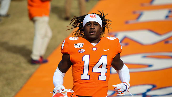 Clemson wide receiver Diondre Overton (14), senior, runs down the hill in his last home game of the season against Wake Forest, Saturday, Nov. 16, 2019.