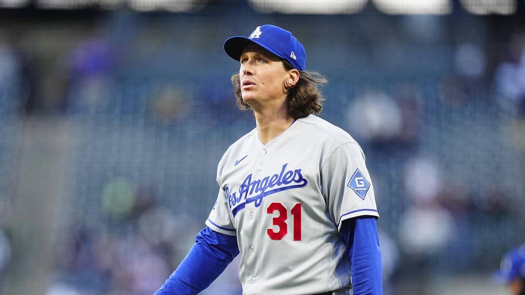 Apr 17, 2026; Denver, Colorado, USA; Los Angeles Dodgers starting pitcher Tyler Glasnow (31) walks off the mound in the first inning against the Colorado Rockies at Coors Field. Mandatory Credit: Ron Chenoy-Imagn Images