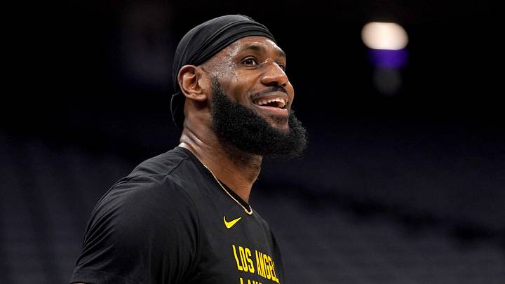 Oct 29, 2023; Sacramento, California, USA; Los Angeles Lakers forward LeBron James (23) smiles before the start of the game agains the Sacramento Kings at the Golden 1 Center. Mandatory Credit: Cary Edmondson-USA TODAY Sports