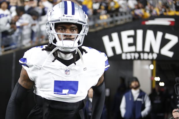 Dallas Cowboys cornerback Trevon Diggs takes the field to play the Pittsburgh Steelers at Acrisure Stadium.